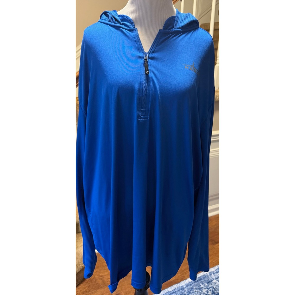Habit Mens 2XL Royal Blue Quarter Zip Performance Hoodie Mesh Fishing Shirt 2XG